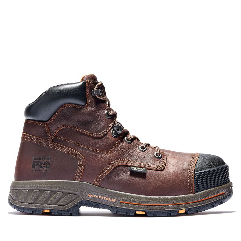 Timberland Μποτακια Εργασίας Ανδρικα Καφε/Μαυρα - Pro® Helix Hd 6" Met Guard Comp Toe - Greece 34628